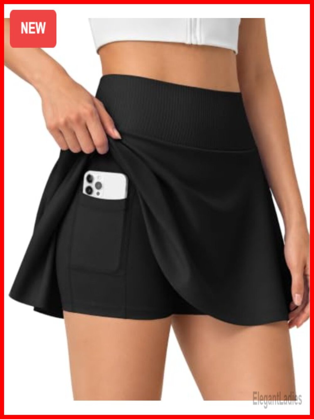 Pleated Tennis Skort with 5 Pockets High Waist Athletic Golf Skirt